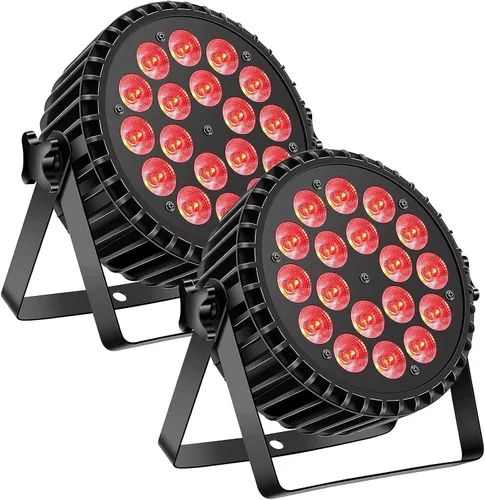 Vista 11 de U`King Luces de escenario, 18 x 18 W RGBW 4 en 1 LED DJ Par puede luz con efecto estroboscópico/lavado de escenario por DMX512 y iluminación