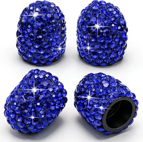 Vista 28 de 4 tapas de válvula de vástago de neumático de diamantes de cristal brillante, a prueba de polvo, tapas universales para válvulas de neumáticos