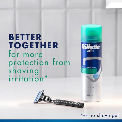 Vista 4 de Gillette Series 3X Action Gel de Afeitado, Sensible, Paquete Doble, 7 oz (Paquete de 2)