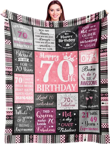 Vista 13 de Ivivis Regalos de 100º Cumpleaños para Mujeres Manta 60"x50", Suministros de Decoraciones para Fiesta de 100º Cumpleaños, Regalos de Feliz 100º