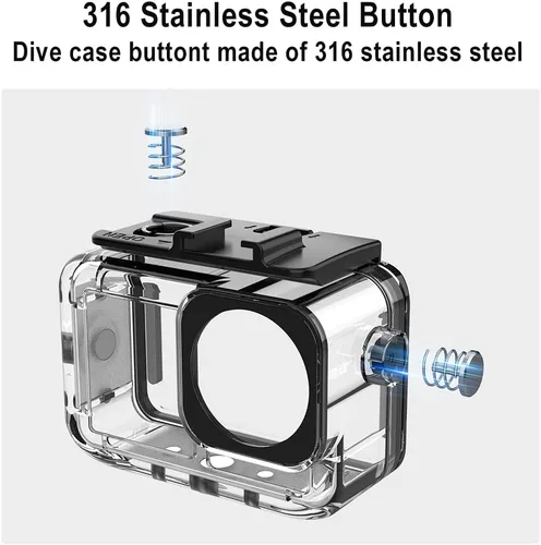 Vista 7 de Funda impermeable para cámara DJI Osmo Action 3/Action 4/Action 5 Pro Horizontal and Vertical Shooting Dive Case,45M/148FT Underwater Deep Diving
