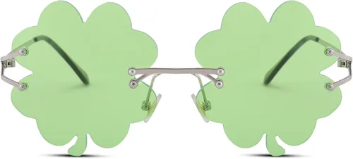 Vista 3 de Gafas de sol verdes para el día de San Patricio, trébol irlandés, trébol de cuatro hojas, lentes verdes, lentes para fiesta de disfraces