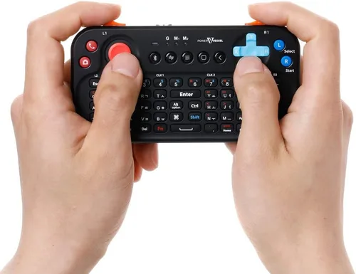 Vista 2 de Teclado de bolsillo Bluetooth con mouse Jog y audio, negro, control remoto inalámbrico compatible con teléfono inteligente, portátil, tableta