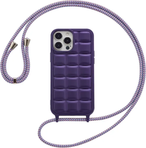 Vista 8 de ZCDAYE Funda para iPhone 13 Pro Max con correa, funda de silicona suave con cordón cruzado para teléfono, correa de hombro ajustable para el cuello