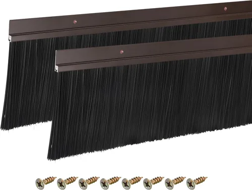 Vista 7 de uxcell 2 piezas barredor de cepillo inferior para puerta forma H base de aleación de aluminio con cepillo de nailon de 0.4 pulgadas para hogar