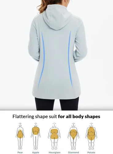 Vista 2 de BALEAF Chaqueta larga de forro polar con capucha y cremallera completa para mujer, abrigo de invierno suave y ligero