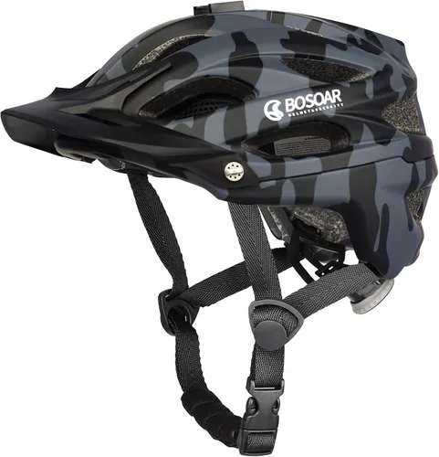 Vista 15 de Casco de bicicleta de montaña Bosoar, casco de ciclismo para adultos con soporte para cámara y visera desmontable para hombres, mujeres y jóvenes