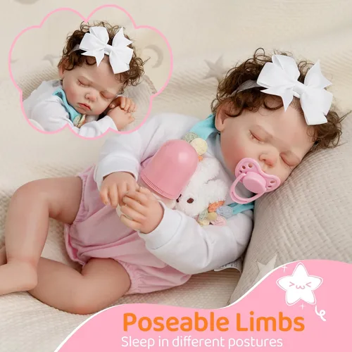 Vista 4 de Jirachi Reborn Baby Dolls, muñecas de bebé recién nacido realistas de 18 pulgadas que duermen, niñas, cuerpo suave y adorable de la vida real