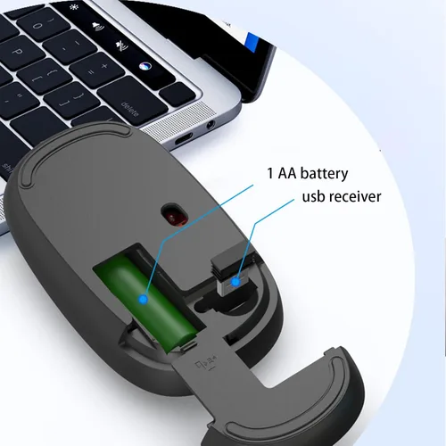Vista 3 de Ratón inalámbrico silencioso 2.4G, ratón USB de dibujos animados delgados, ratones ópticos portátiles para laptop, laptop, PC, computadora, MacBook