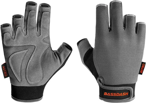 Vista 5 de BASSDASH Guantes de pesca Astro para hombres y mujeres, guantes sin dedos para pesca deportiva, kayak, remo, vela, MTB