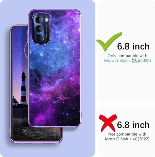 Vista 2 de GUAGUA Funda compatible con Motorola Moto G Stylus 5G 2022 de 6.8 pulgadas, que brilla en la oscuridad, nebulosa espacial, delgada, antiarañazos