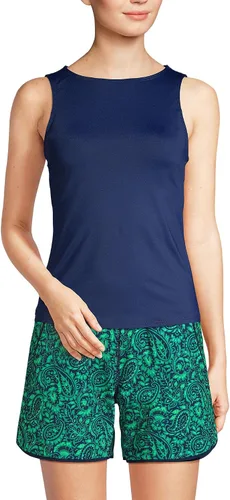 Vista 10 de Lands' End Top de Traje de Baño Tankini Modesto con Cuello Alto UPF 50 para Mujer Negro