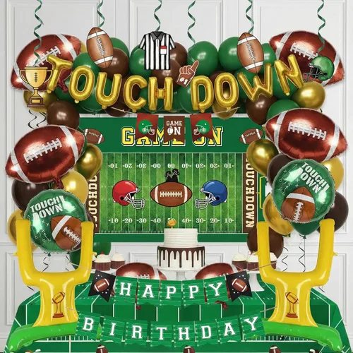 Vista 10 de Decoraciones de fiesta de fútbol y con poste de portería de fútbol, globos de aluminio para niños y adultos, tema deportivo, cumpleaños, día