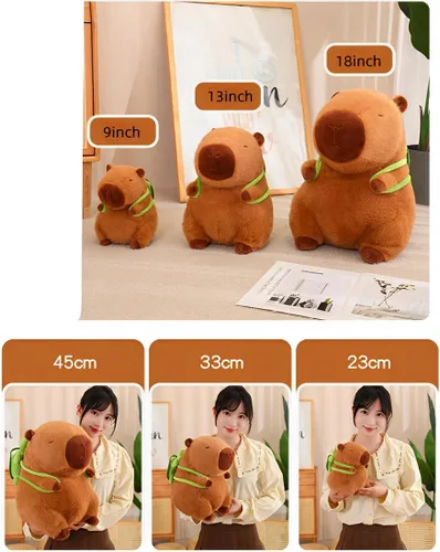 Vista 4 de JPORSHU Capybara - Juguete de peluche de 10 pulgadas con mochila de tortuga, animal de peluche Kawaii Capybara y regalos de decoración del hogar