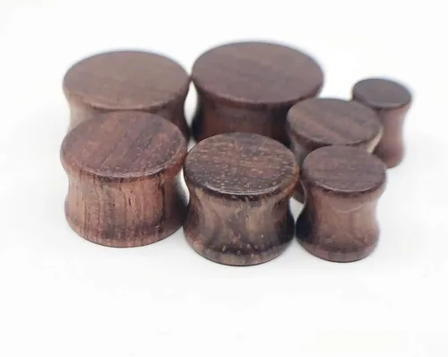 Vista 5 de Piercingpops 2 pares de tapones para los oídos de madera natural marrón con doble expansor de calibre de oreja estirado piercing corporal joyería