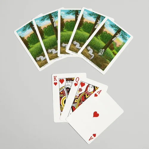 Vista 7 de Olney, Illinois, vista del hogar de las ardillas blancas (52 cartas de juego, baraja de cartas de tamaño póquer con comodines)