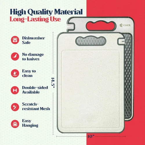 Vista 2 de Tabla de cortar de acero inoxidable para cocina, tabla de cortar de doble cara de grado alimenticio, ligera, apta para lavavajillas, fácil