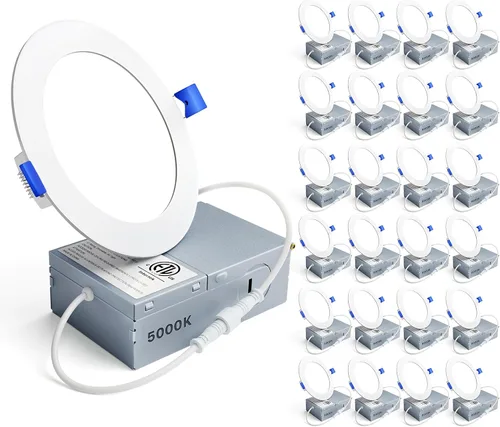 Vista 9 de Ensenior Paquete de 24 luces LED empotrables de 4 pulgadas, oblea regulable Blanco-5CCT