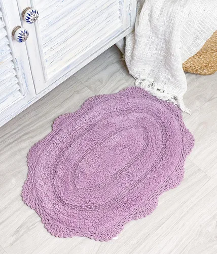 Vista 19 de Chardin home Alfombra de baño de ganchillo beige, alfombra de baño ovalada 100% algodón con borde de ganchillo artesanal hecho a mano, alfombra