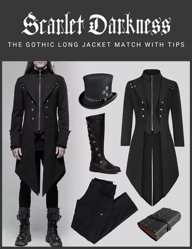 Vista 6 de Scarlet Darkness Chamarras góticas de vampiro renacentista steampunk