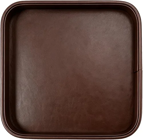 Vista 7 de Bandeja de valet para hombres de 8.2 x 11.8 pulgadas, organizador simple de Marrón Oscuro