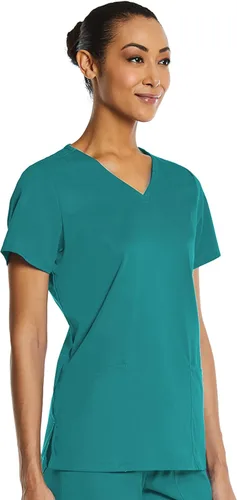 Vista 2 de V-Neck Scrub Top for Women 2 Pocket 4-Way Stretch for Medical Dental Spa EL9105