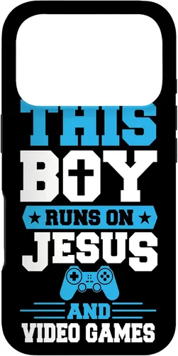 Vista 30 de This Boy Runs On Jesus and Video Games Christian Gamer Case for iPhone 17
