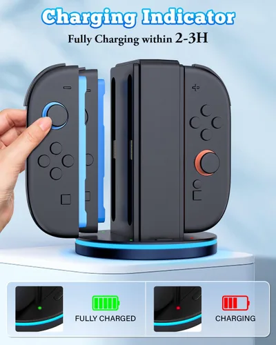 Vista 5 de JZW-Shop Fast Charging Dock Compatible with Nintendo Switch 2 Joy- con, Space-Saving Magnetic Design Charger, Stable Charging Station, with GRB