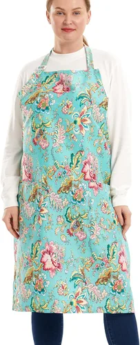 Vista 41 de Delantales de algodón y lino para hornear, talla grande, para mujer, con bolsillos, cocina
