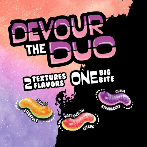 Vista 3 de Trolli Sour Brite Duo Crawlers Candy, bolsa de 6.3 onzas