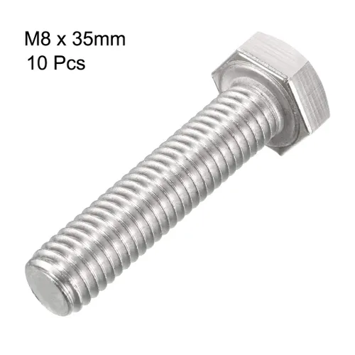 Vista 3 de uxcell M8x35mm Tornillos hexagonales 304 Perno de tornillo hexagonal de acero inoxidable 10pcs