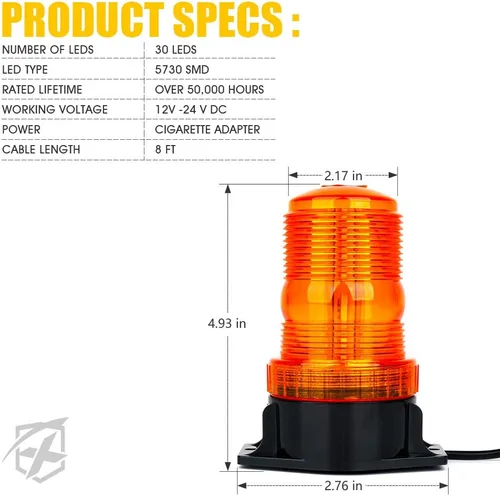 Vista 7 de Xprite Luz LED ámbar para carretilla elevadora, luz de advertencia de seguridad, luces estroboscópicas intermitentes con encendedor de cigarrillos