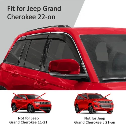 Vista 5 de Voron Glass - Protectores de lluvia extra duraderos con adhesivo de cromo para Jeep Grand Cherokee 2022-2026, deflectores de ventana, viseras