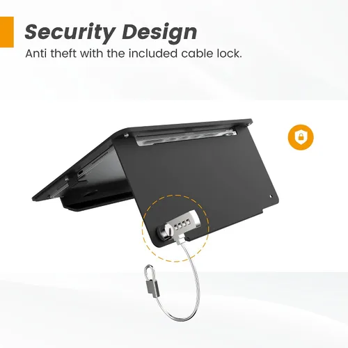 Vista 8 de Soporte de escritorio para tableta, todo de metal ergonómico 30 con bloqueo de cable de seguridad para oficina, mostrador de puntos de venta