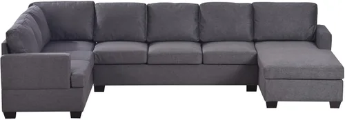 Vista 8 de Daesar Sofá seccional tapizado grande moderno en forma de U, sofá de tumbona extra ancho, gris