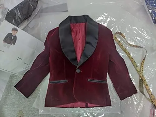 Vista 4 de Chaqueta de traje formal para niño pequeño, traje de Navidad, chaqueta de terciopelo para niños, fiesta de cumpleaños JTZ019