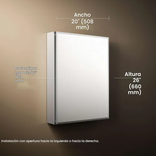 Vista 4 de Kohler - Espejo de baño sin marco, botiquín de 20 x 26 pulgadas