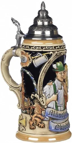 Vista 2 de Jarra de cerveza alemana King 200 años Oktoberfest Munich Stein jarra de 0,75 litros, taza de cerveza KI 202 0,75L