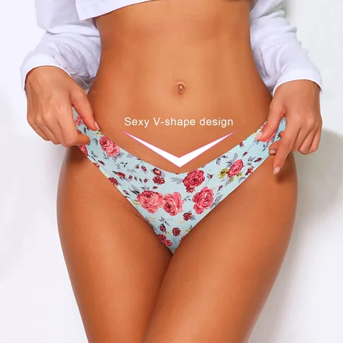Vista 2 de QOVOQ Tanga de algodón transpirable para mujer, tangas sin costuras para mujer