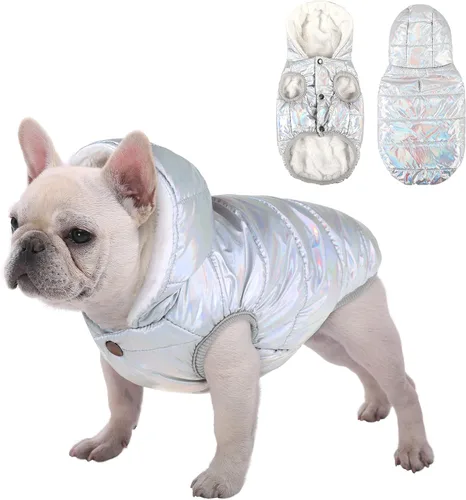 Vista 11 de Sudadera con capucha de vellón, abrigo impermeable resistente al viento, chaqueta cálida de invierno, ropa para mascotas para clima frío, chaleco