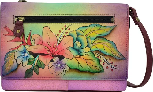 Vista 21 de Anna by Anuschka Women’s Hand-Painted Genuine Leather Organizer Wallet On a String
