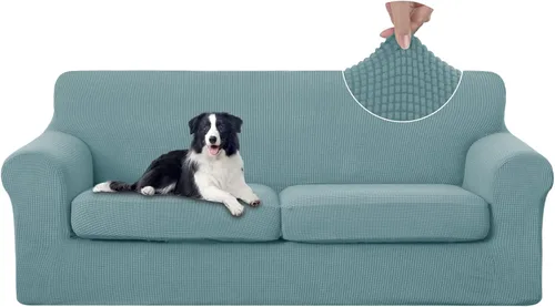Vista 17 de U-NICE HOME Funda elástica para sofá de 3 piezas, funda de sofá lavable con cojín de asiento individual para sofá de 2 cojines, apta para mascotas