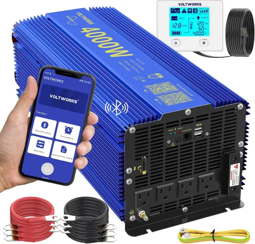 Vista 10 de Inversor de potencia 1100 vatios 12V DC a 110V 120V AC, inversor de 1000 W con pantalla LCD, control remoto, 2 tomas de CA, puertos USB duales