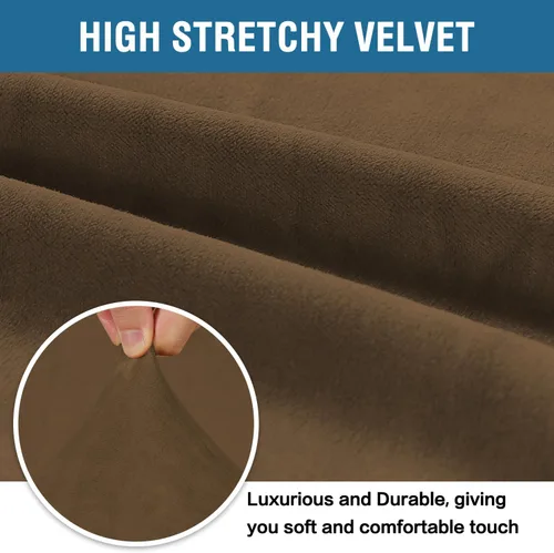 Vista 3 de H.VERSAILTEX Fundas de terciopelo elástico para sofá de dos plazas, fundas para sofá de 2 cojines para sala de estar, fundas deslizables con correas