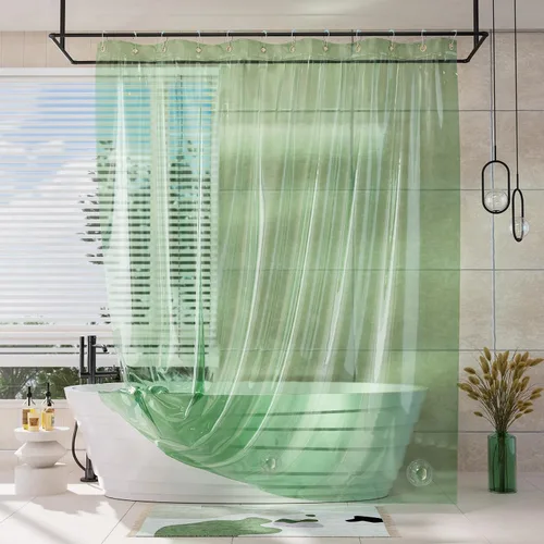 Vista 23 de AmazerBath Forro de cortina de ducha, 100% EVA, suave ámbar transparente, resistente, cortina de ducha y forro 2 en 1, 72 x 72 pulgadas, forro