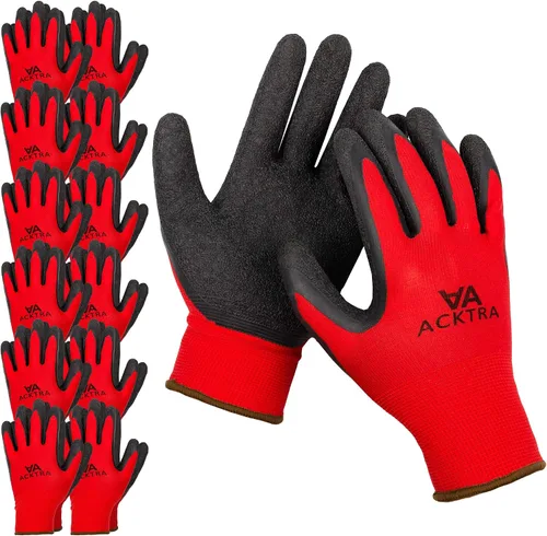 Vista 15 de ACKTRA - Guantes de trabajo de nailon recubiertos de poliuretano premium, 12 pares, puño tejido, para jardinería y uso general, para hombres