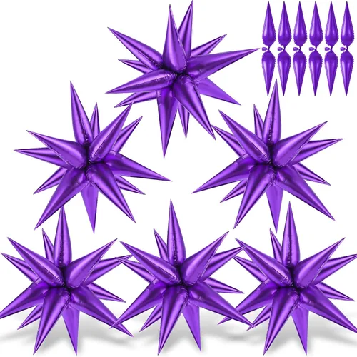 Vista 13 de 72 unidades de globos de estrella, grandes globos de cono de estrella metálicos de 26 pulgadas, globos de papel de aluminio de explosión colorida