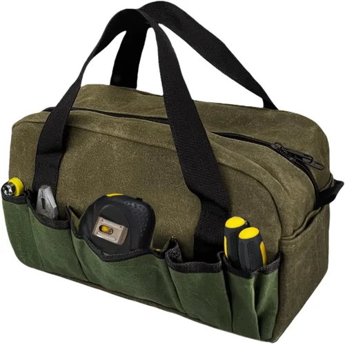 Vista 14 de BLIRITEL Bolsa de herramientas de boca ancha, bolsa de almacenamiento de herramientas de lona resistente, bolso de gran capacidad, organizador