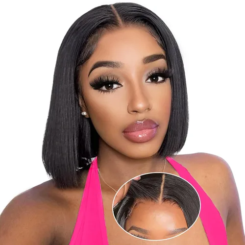 Vista 15 de AISI Cyrly - Peluca de cabello humano estilo Bob de 1800 % de densidad, sin pegamento, con cierre de encaje HD de 5 x 5, pelucas rizadas de cabello