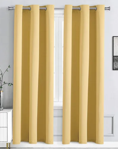 Vista 11 de WPM - Cortinas opacas de triple tejido, para oscurecer la habitación, 2 paneles para sala de estar, color beige, con aislamiento térmico y ojales